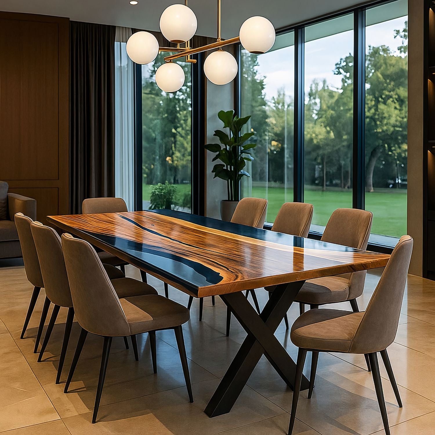 Epoxidharztisch aus Walnussholz – Modell Tavo