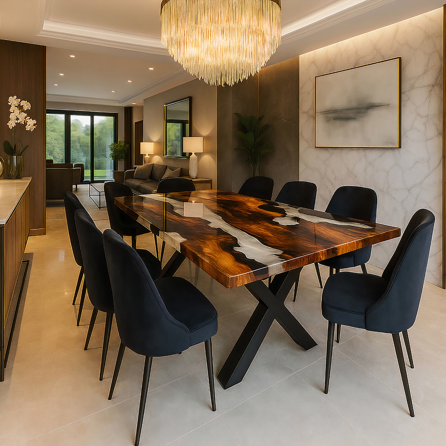 Epoxidharztisch aus Walnussholz – Modell Tarin