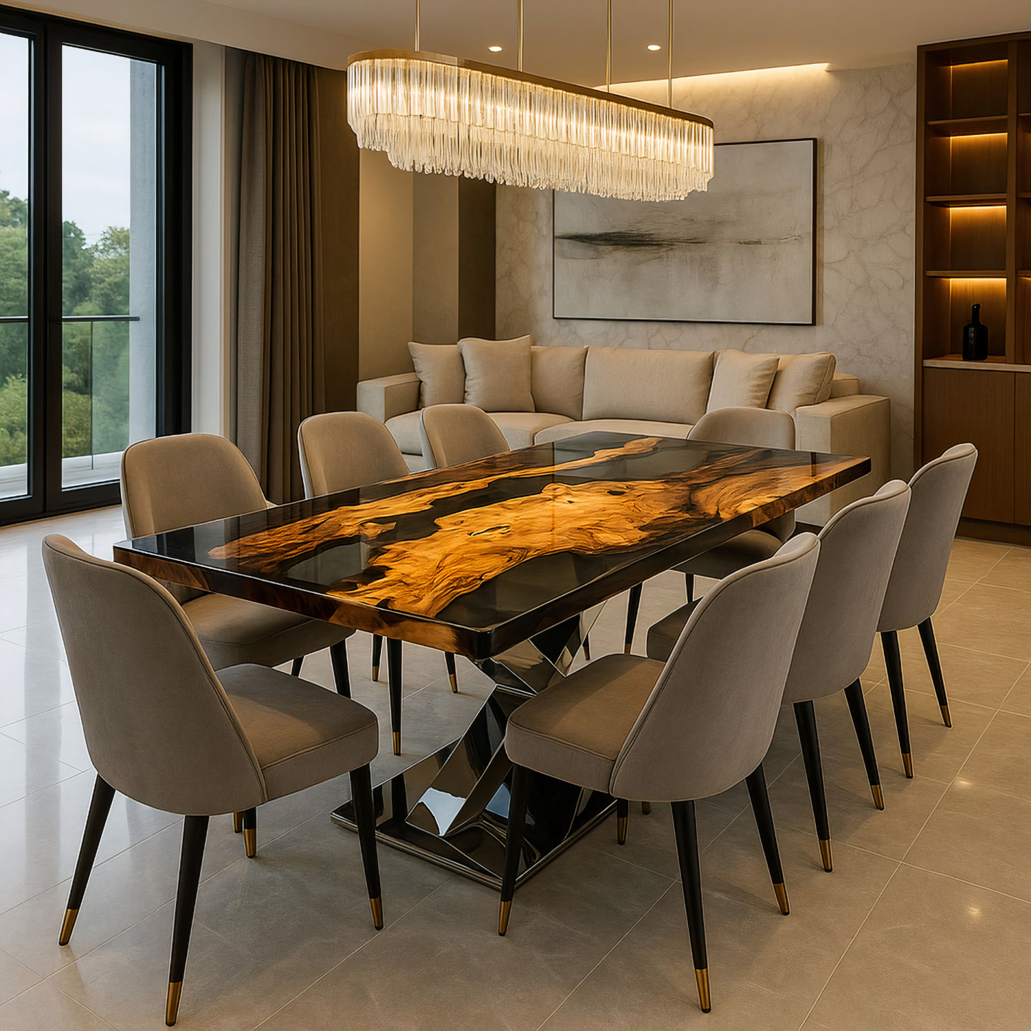 Epoxidharztisch aus Olivenholz – Modell Orel