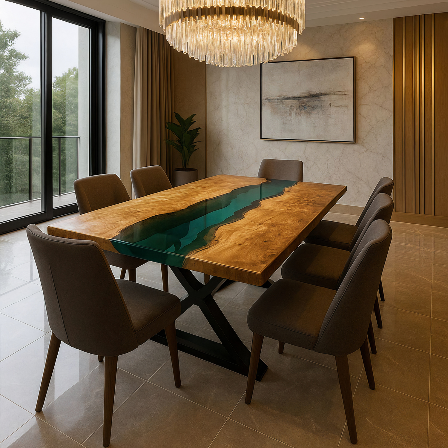 Epoxidharztisch aus Eschenholz – Modell Vela