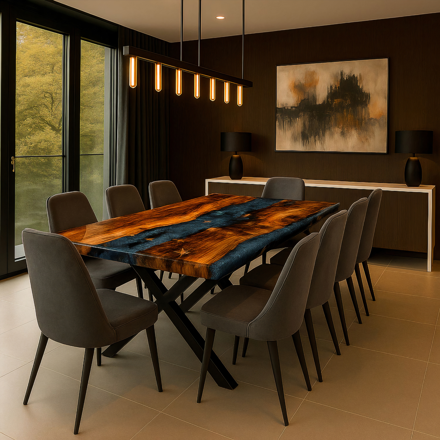 Epoxidharztisch aus Kastanienholz – Modell Castaro