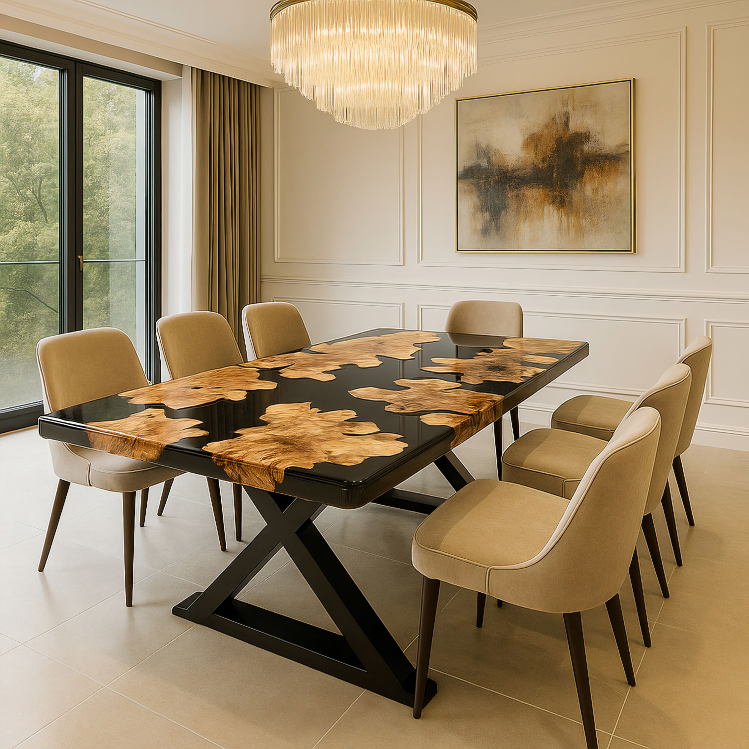 Epoxidharztisch aus Olivenholz – Modell Zeno