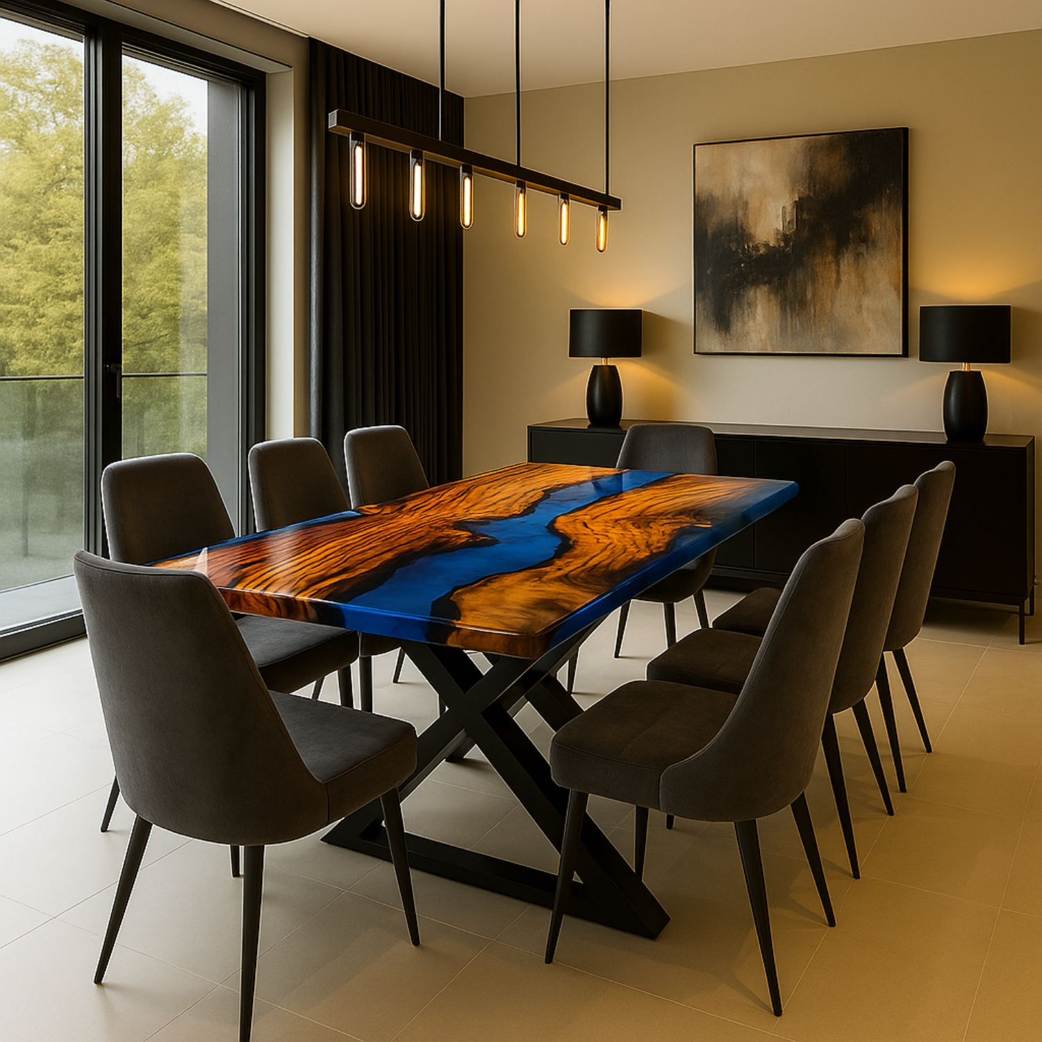 Epoxidharztisch aus Kastanienholz – Modell Solano