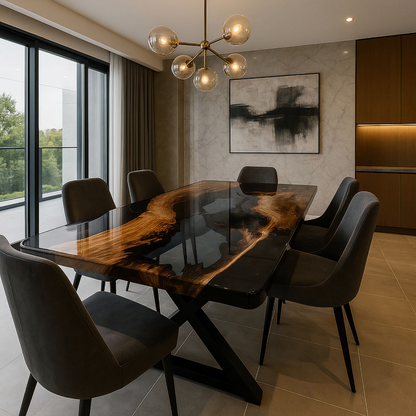 Epoxidharztisch aus Walnussholz – Modell Orvin