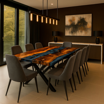 Epoxidharztisch aus Kastanienholz – Modell Castaro